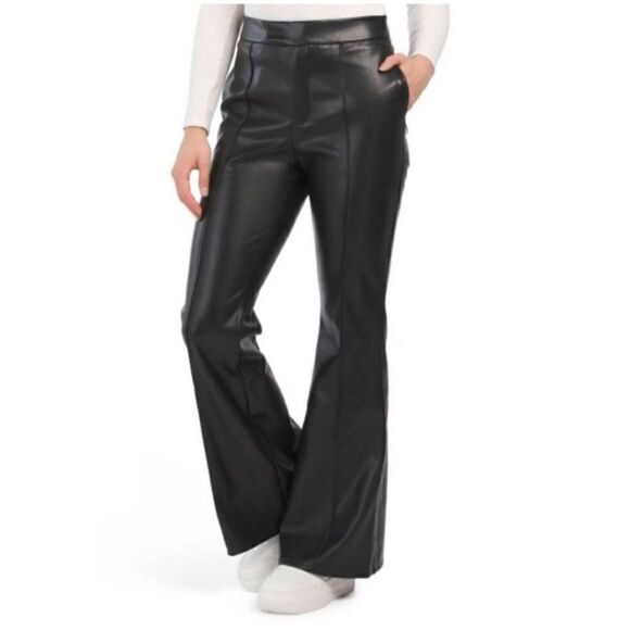 NWT 7 for All Mankind Faux Leather High Rise Wide Leg Trouser in Black, Size M - Picture 1 of 15
